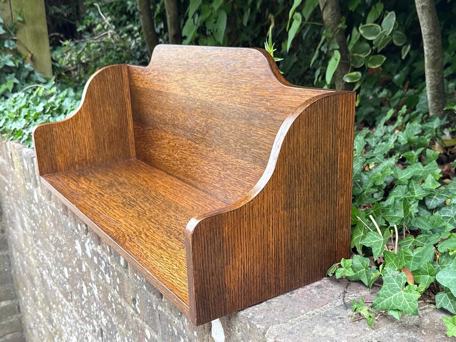 Vintage Oak Book Trough Bookstand Bookshelf Shelf Rustic Country Storage photo 195.0