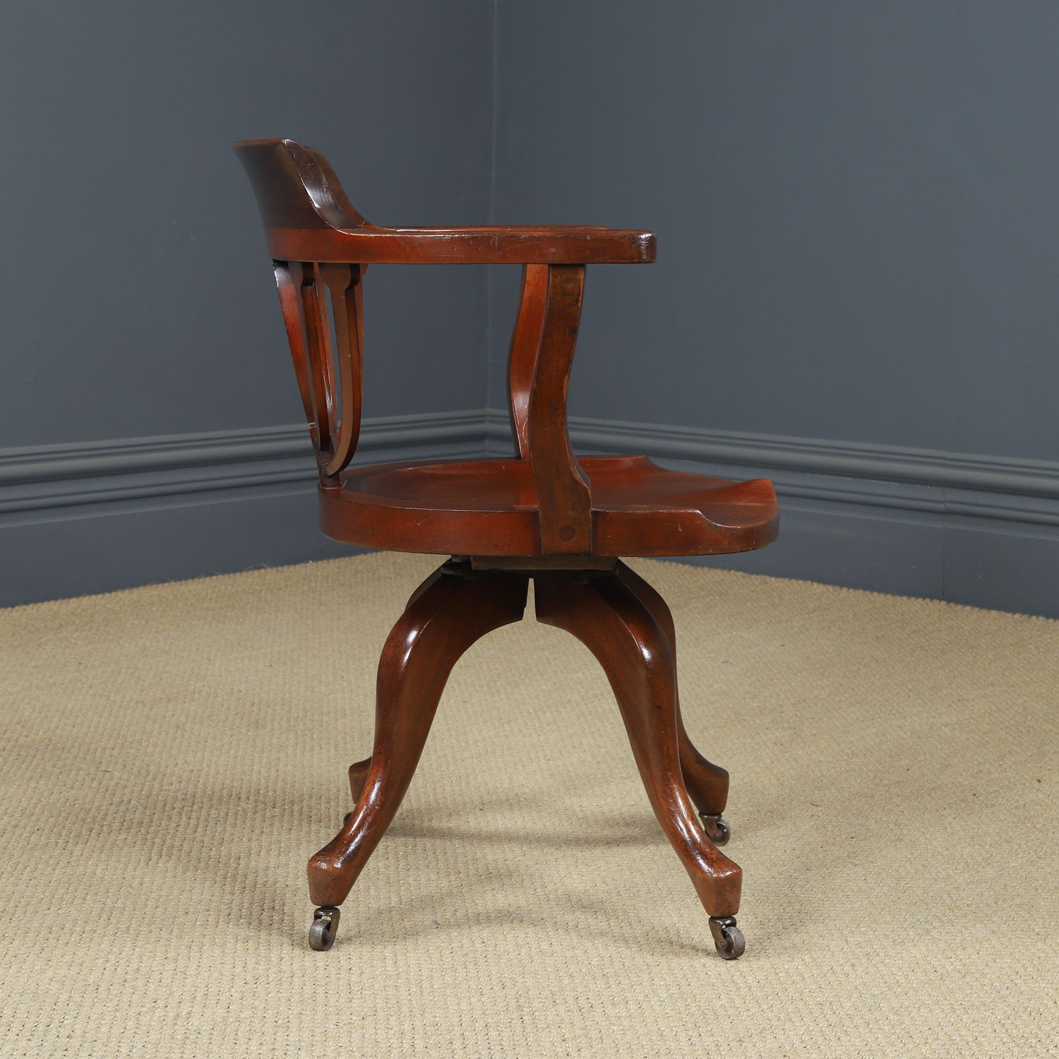 1095.0 English Victorian Mahogany Swivel Office Desk Chair (Circa 1880) photo