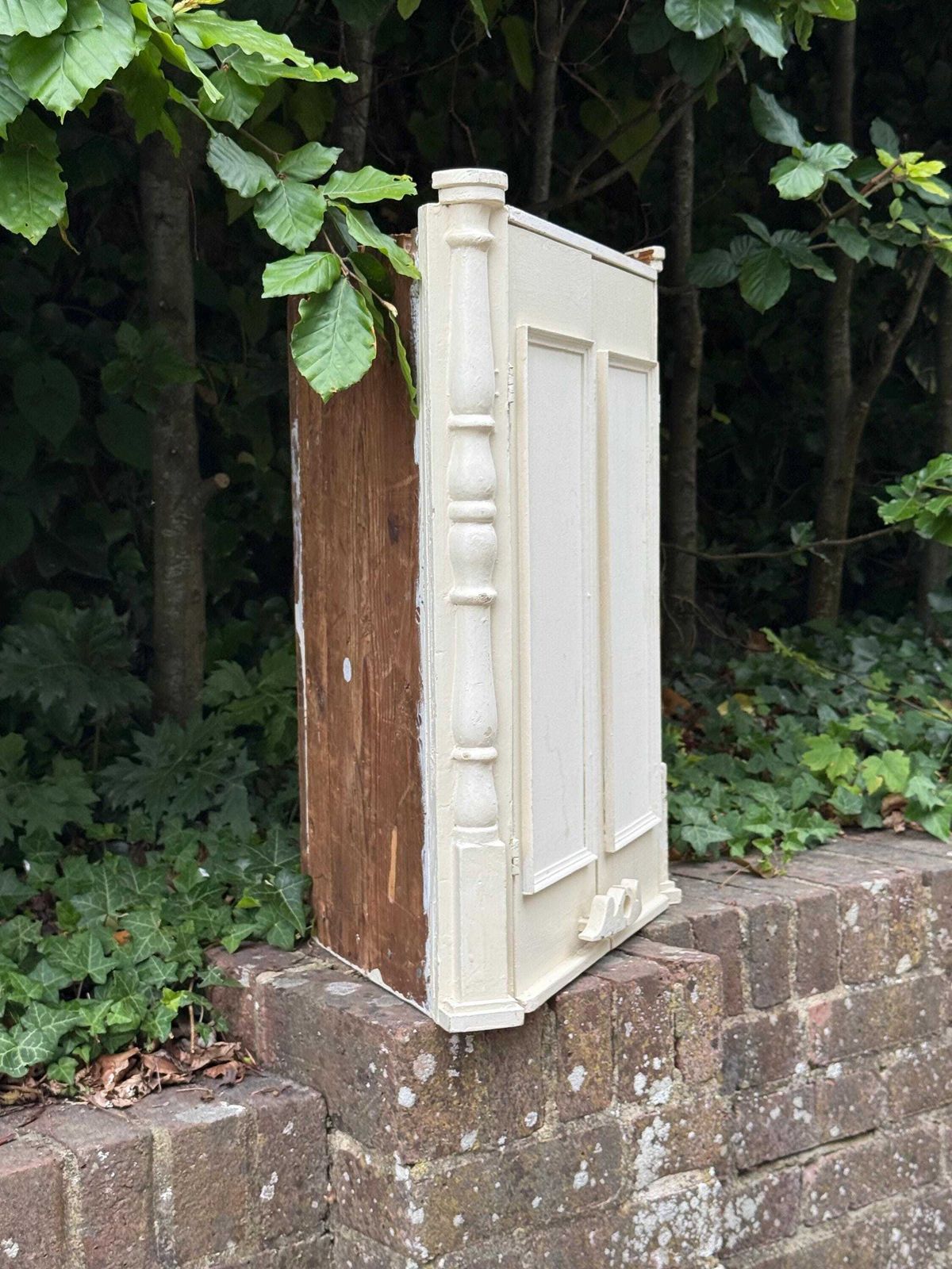 Unusual And Unique Antique Painted Corner Cabinet, Mirrored Wall Cupboard Rustic Decor And Art photo vinterior