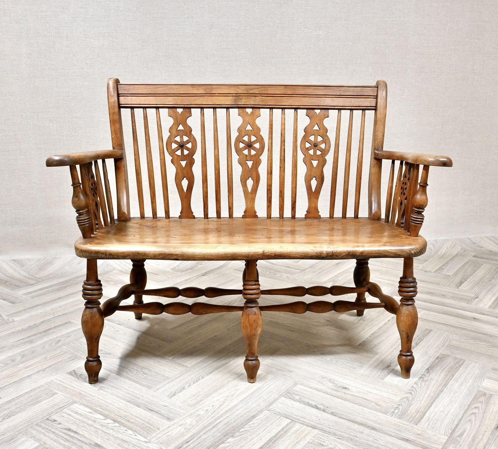Antique Bench Settle, 1800s, Beech photo furniture