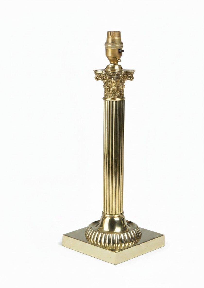 19th Century Brass Corinthian Table Lamp