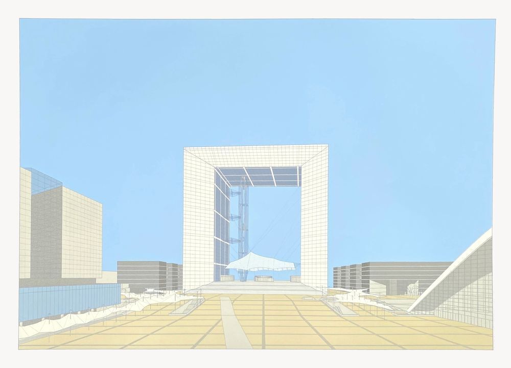 Boissonnet & Guerin zeefdruk La Grande Arche II 1988