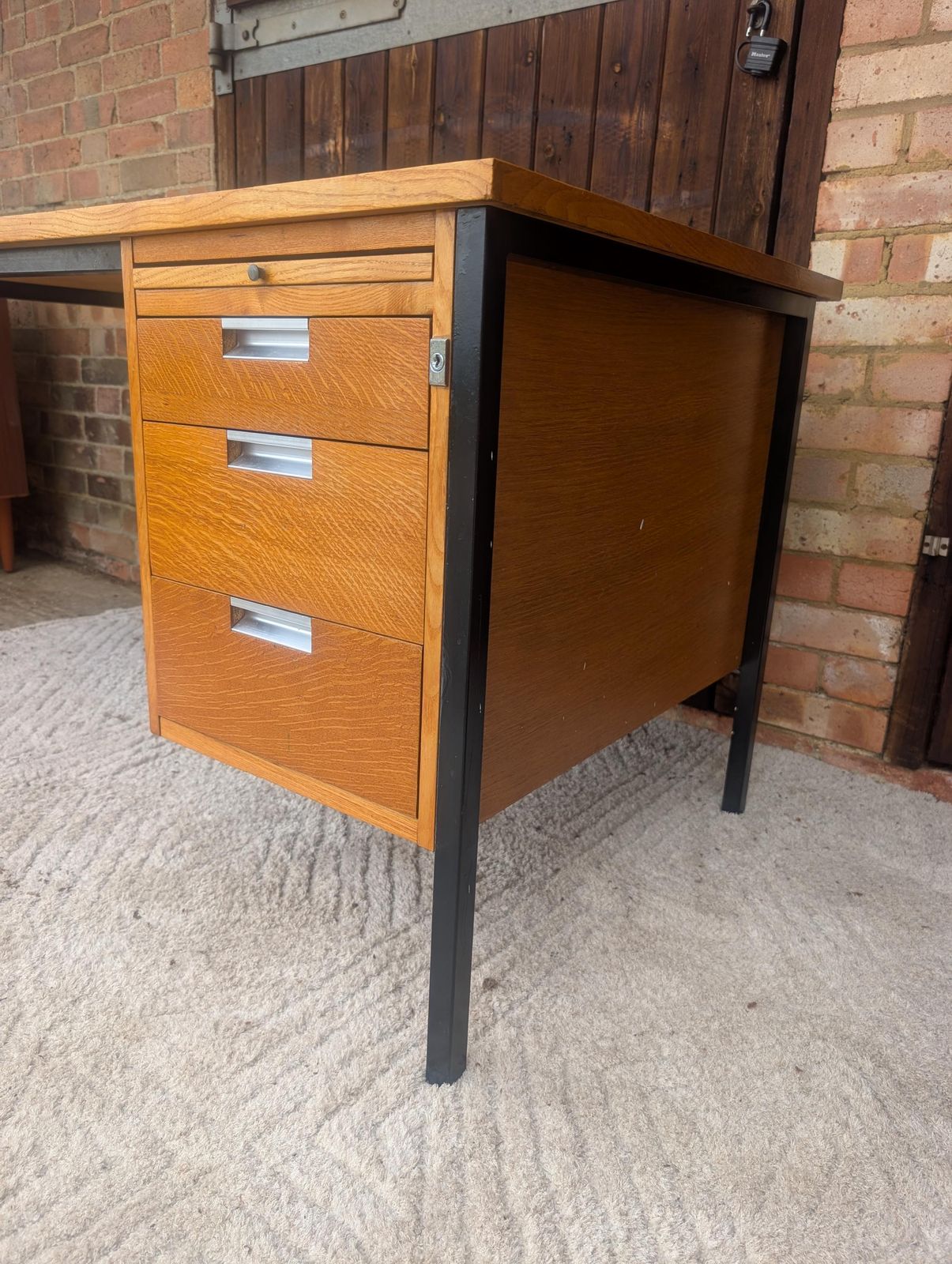 1970s Retro Teak Mid Century Office Desk By Alco photo for sale