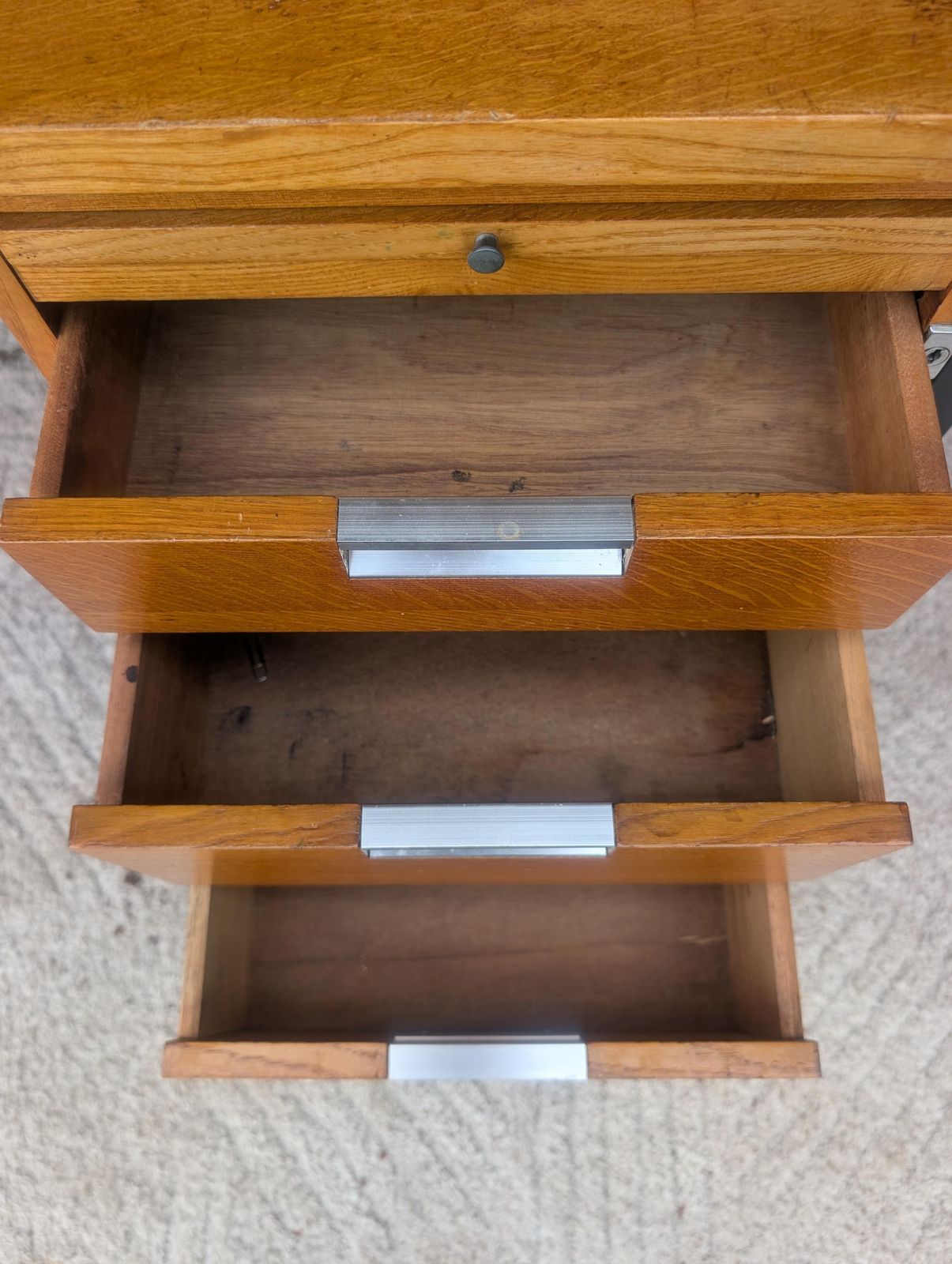 photo for sale 1970s Retro Teak Mid Century Office Desk By Alco