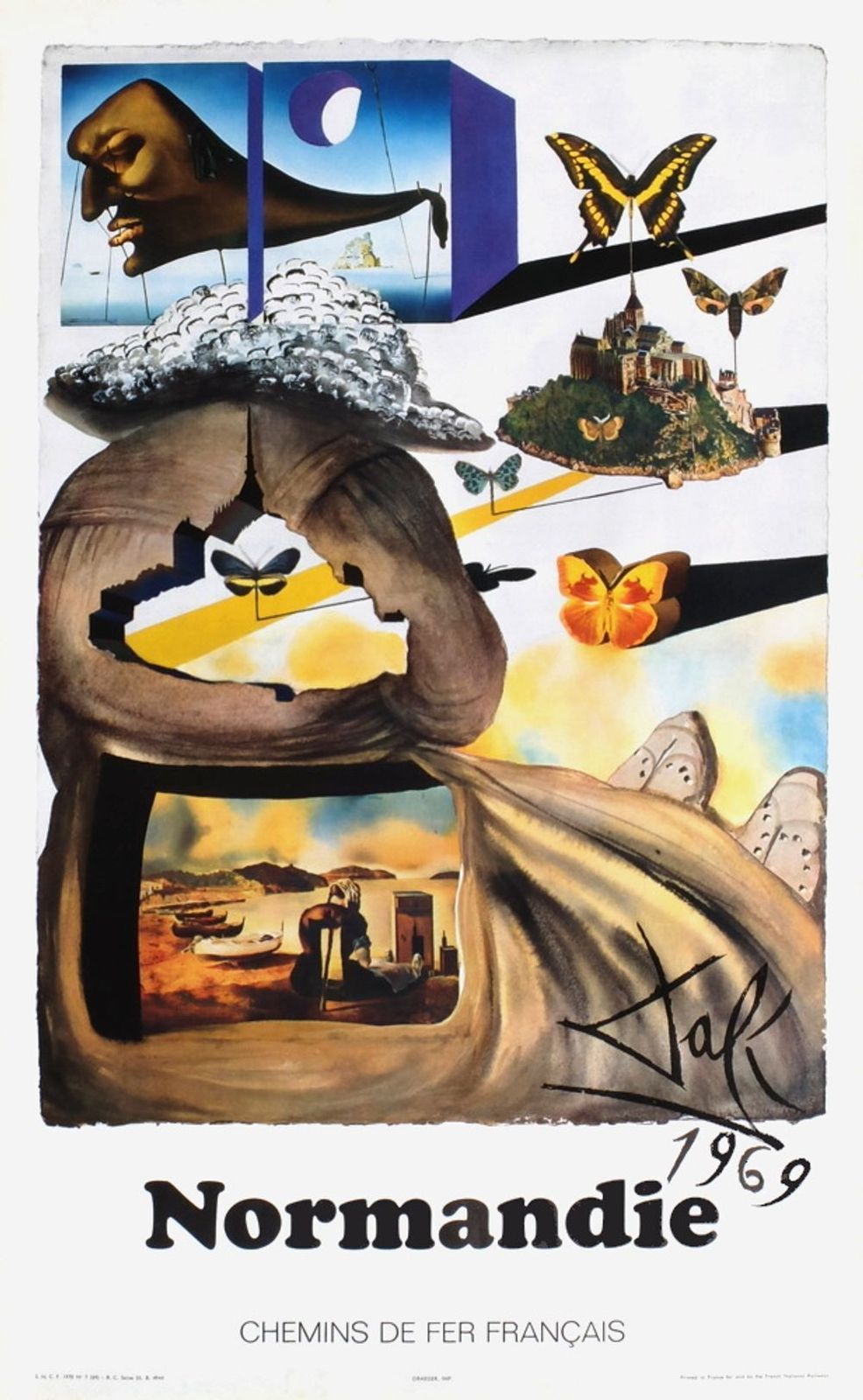 Affiche Salvador Dali SNCF Chemins De Fer Français Normandie (Grand) 1969