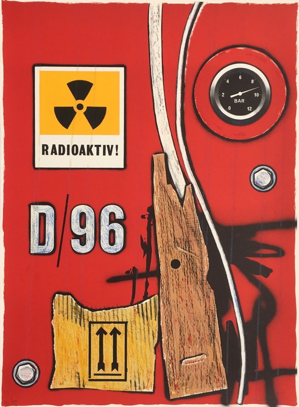 Peter Klasen Gesigneerde Lithografie D 96 Radioactiv