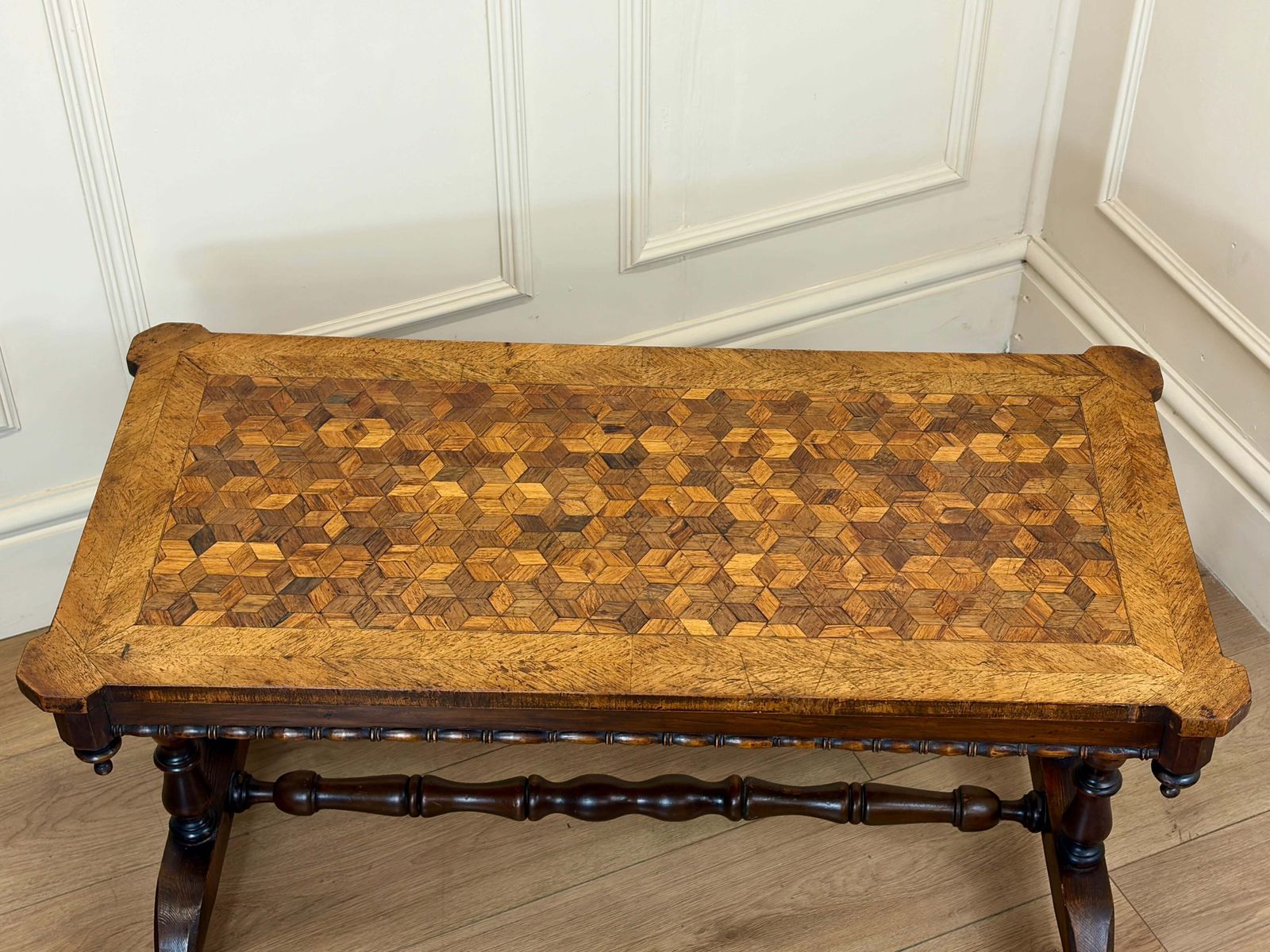 photo for sale Antique Victorian Walnut Parquetry Coffee Table