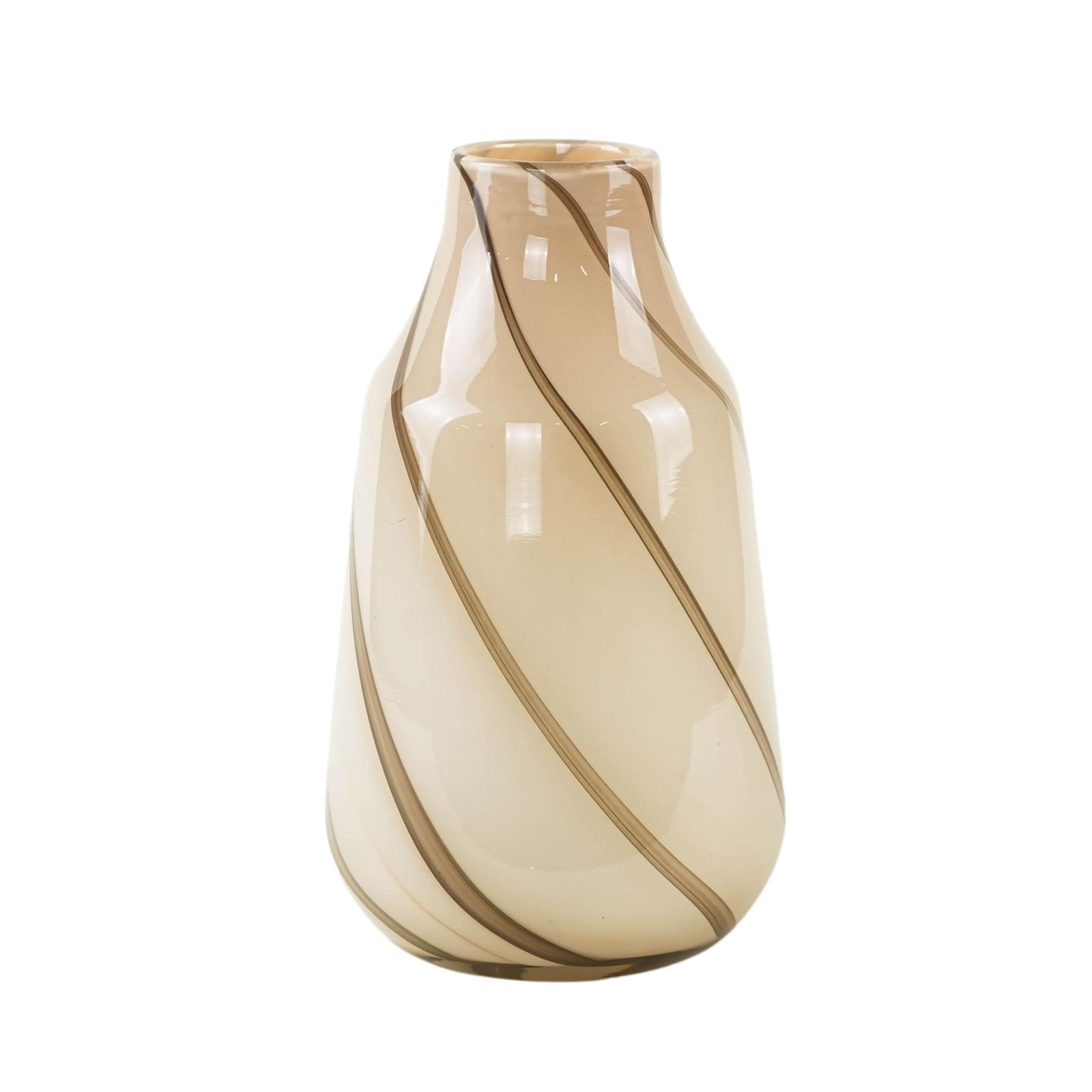 Beige Glass Vase, Danish Design, 1970s, Made In Denmark
