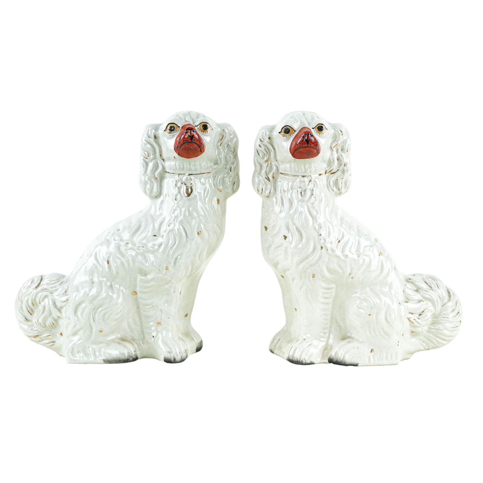 Keramieken Schoorsteenbeeldjes – Spaniëls, Staffordshire Stijl, Made In England