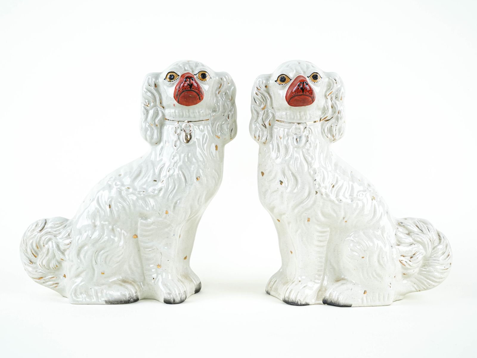 Keramieken Schoorsteenbeeldjes – Spaniëls, Staffordshire Stijl, Made In England photo furniture