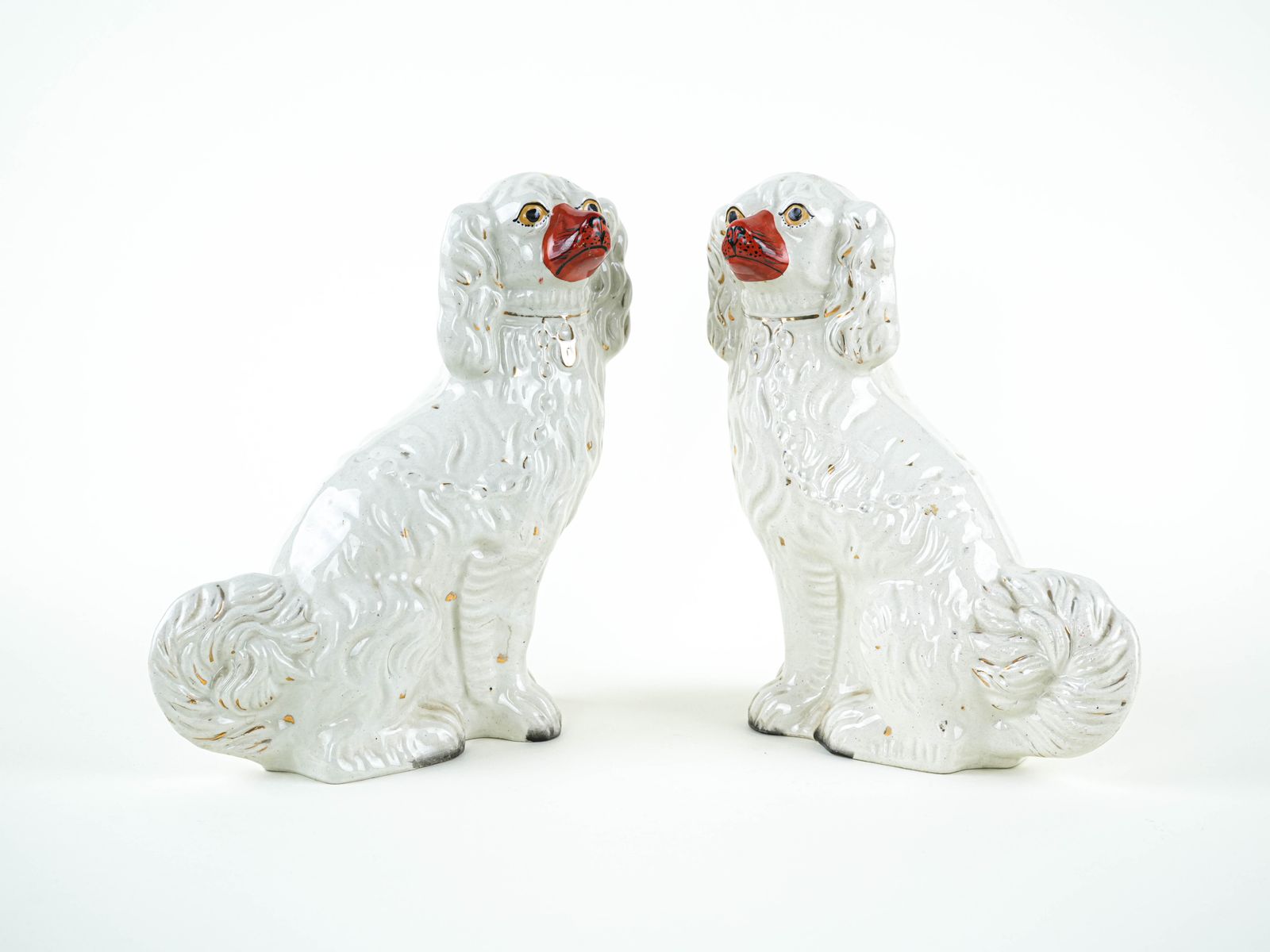 Ceramic Mantelpiece Figurines – Spaniels, Staffordshire Style, Made In England photo buy