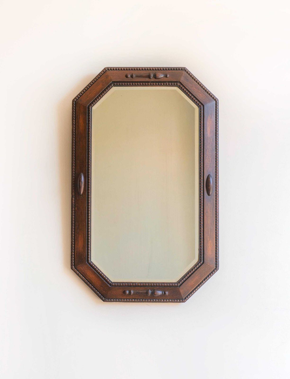 Art Deco Dutch Oak Wall Mirror   Large Octagonal Beveled Mirror   1920s Geometric Mantel Mirror photo Home Decor