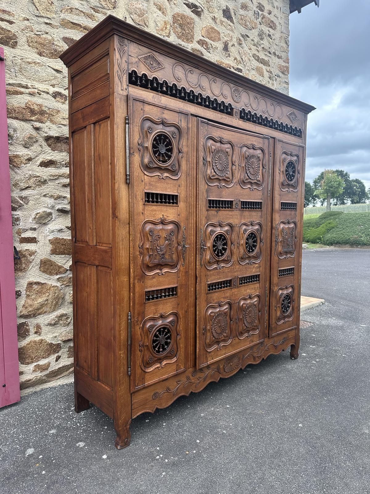 Antique French Breton Carved Oak Bedroom Suite photo Furniture