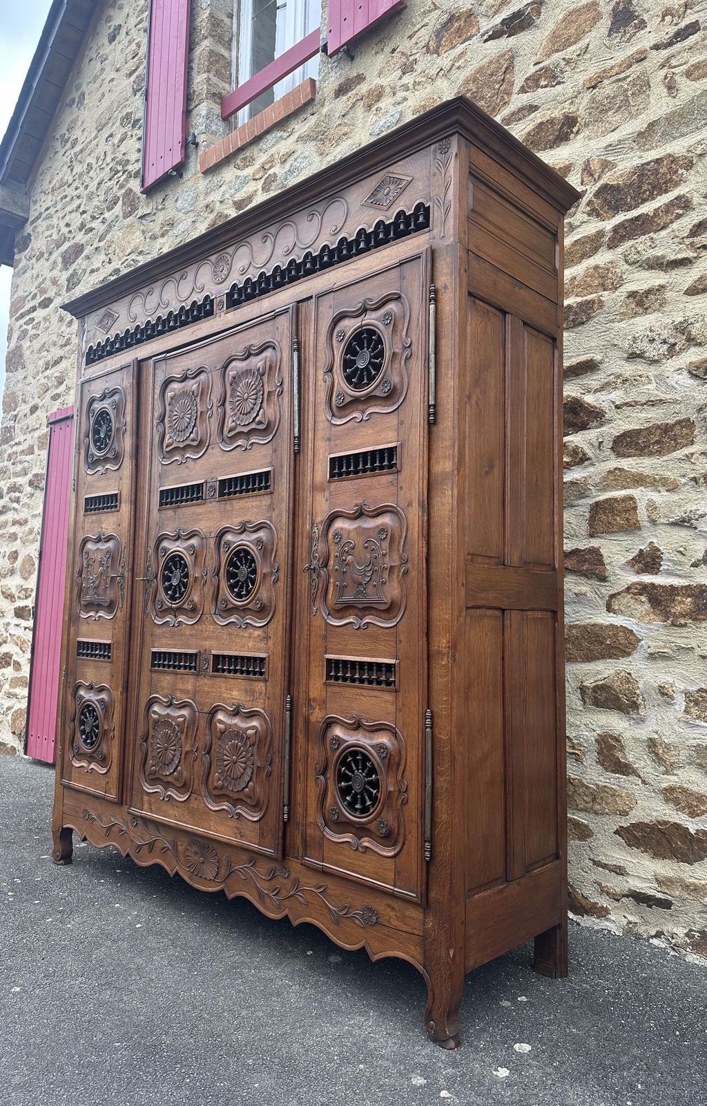 Antique French Breton Carved Oak Bedroom Suite photo 3375.0