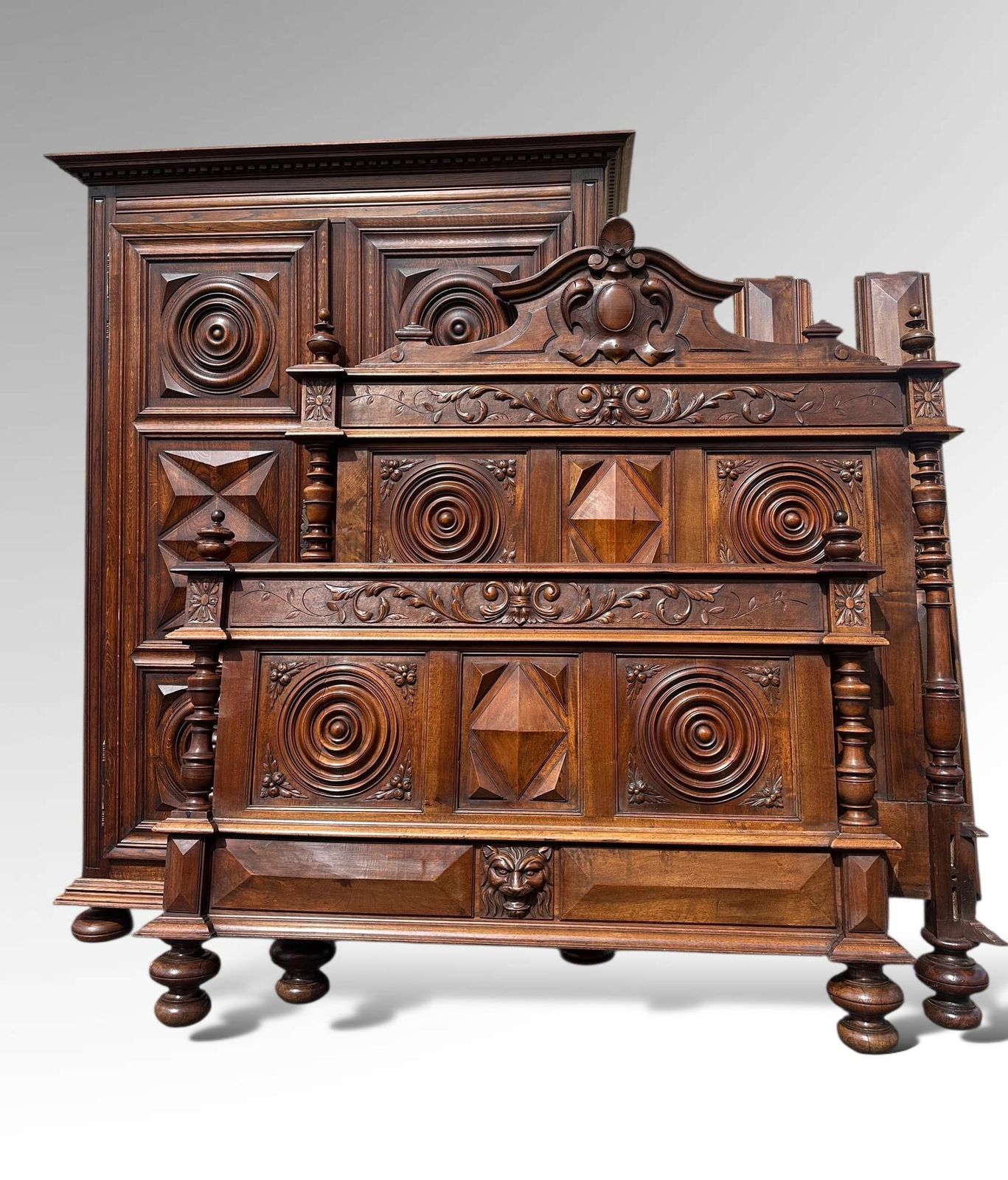 Antique French Bedroom Suite   Bed, Armoire, Bedside Tables