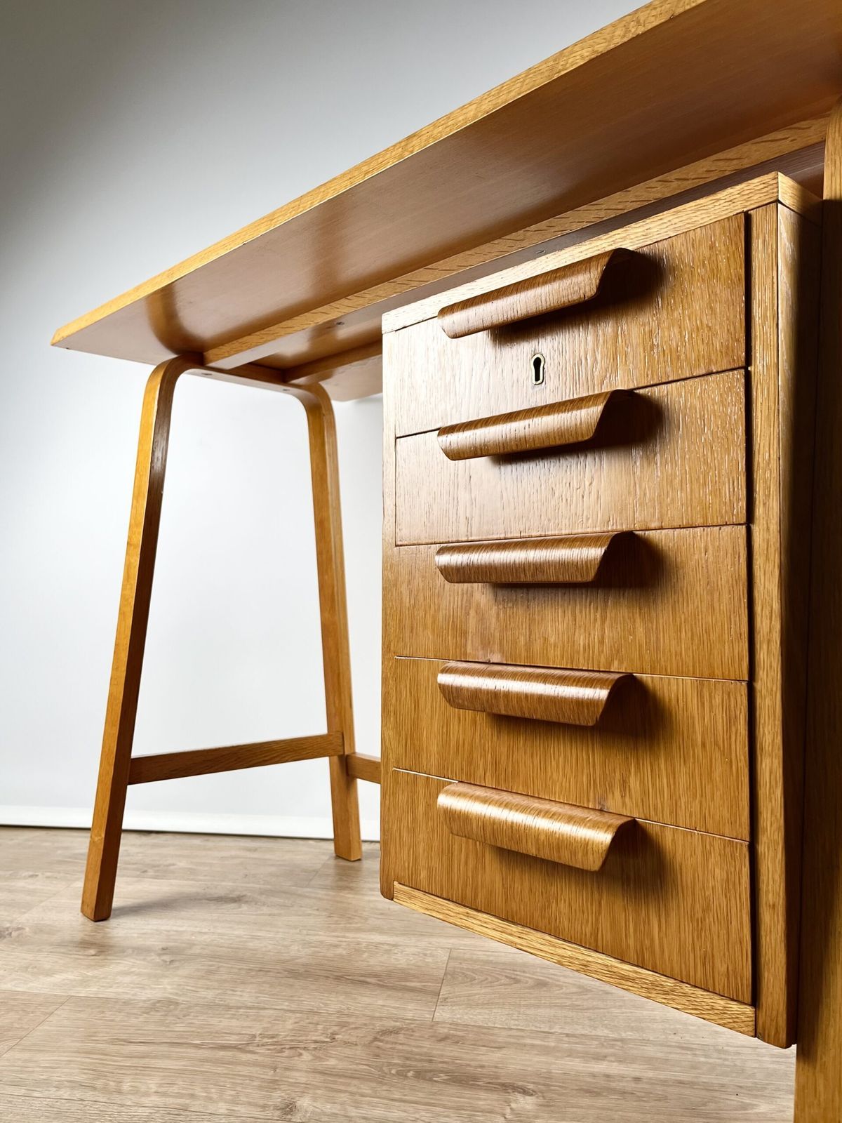 Modernist Bentwood Gordon Russell Desk Czechoslovakian 1950s photo vinterior