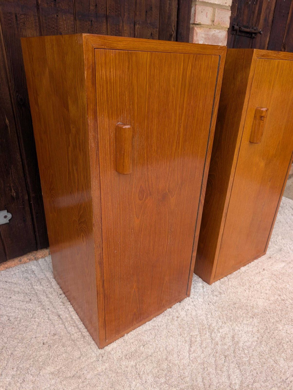 Pair Of Mid Century Teak Retro Mismatched Cupboards / Filing Cabinets photo for sale