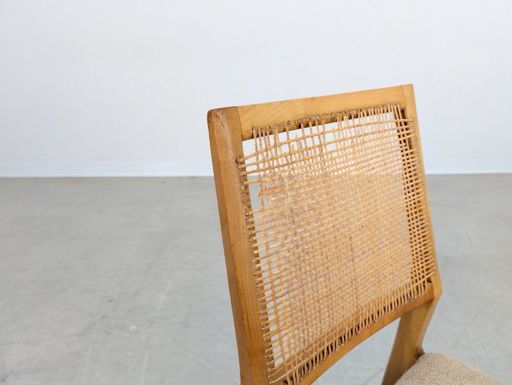 Furniture Set Of 4 Midcentury Chairs Birch Cane Weave Vintage Design photo
