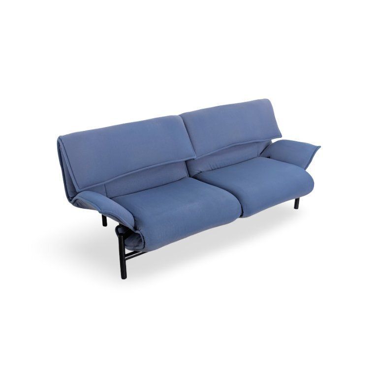 Cassina Veranda Sofa Design Couch Vico Magistretti Fabric Blue photo vinterior