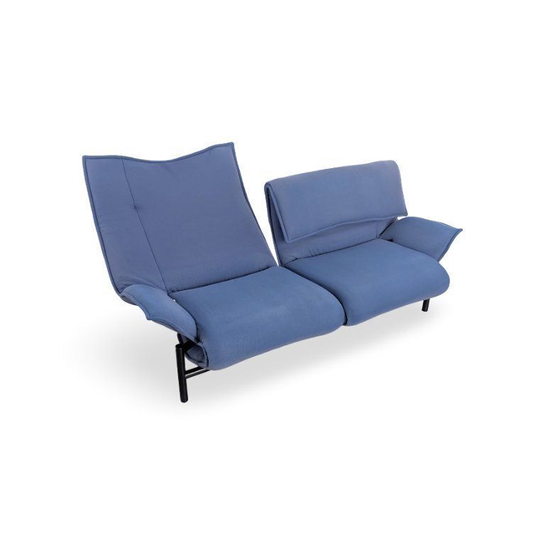 Canapé Cassina Veranda en tissu bleu, par Vico Magistretti photo vintage