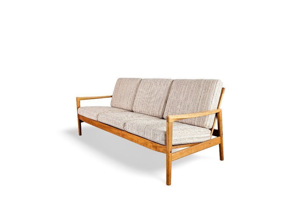 Mid Century Sofa, Driezitsbank, Eiken, Vintage Deens Design photo 1223.0