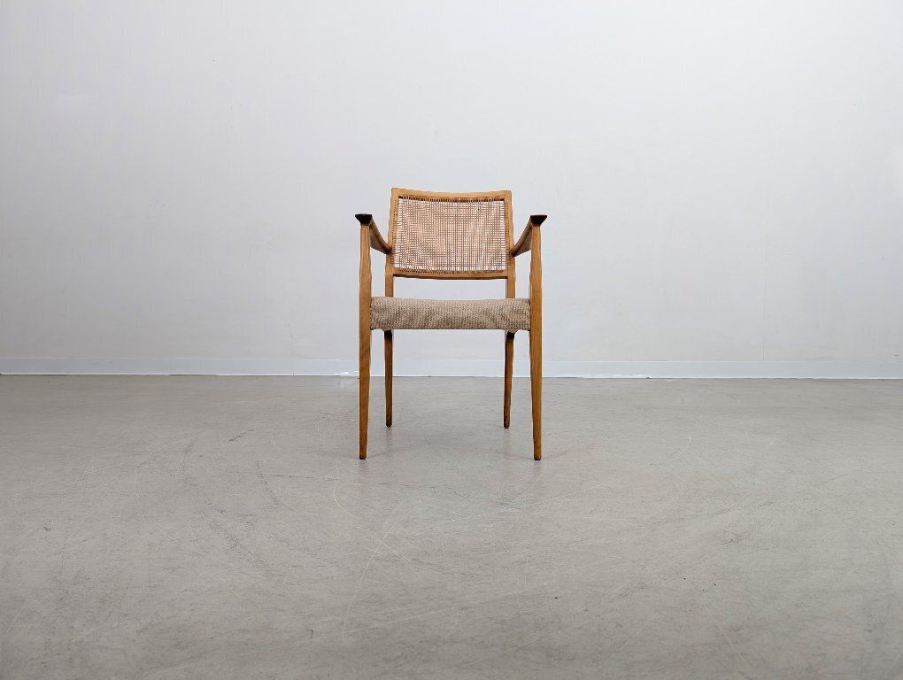 Midcentury Chair  Birch Cane Webbing Vintage Armchair photo for sale