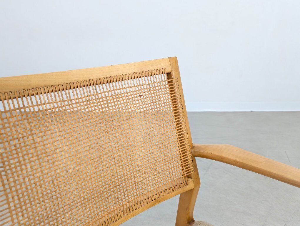 photo furniture Midcentury Chair  Birch Cane Webbing Vintage Armchair