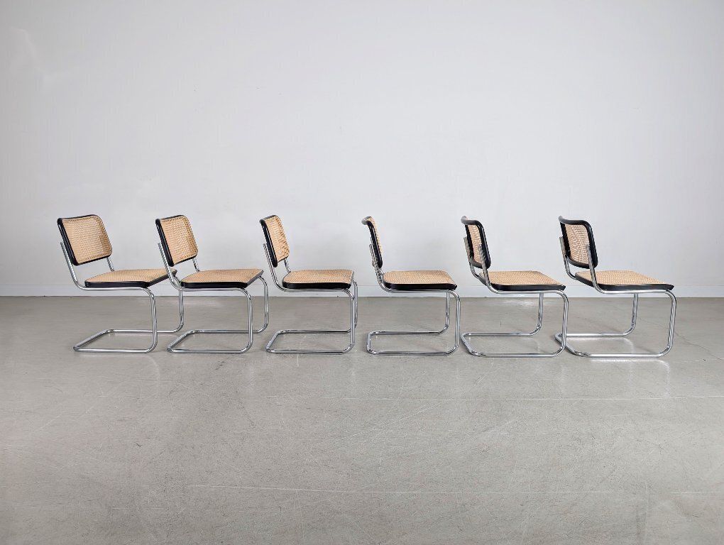 Set Of 6 Thonet Cantilever Chairs S32 V Breuer New Viennese Cane Webbing photo 5175.0