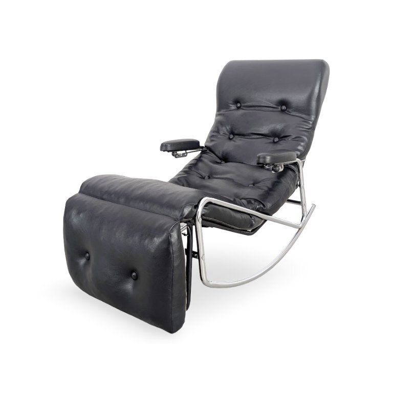 Fauteuil à bascule Lama Design en cuir noir, Bauhaus photo Mobilier