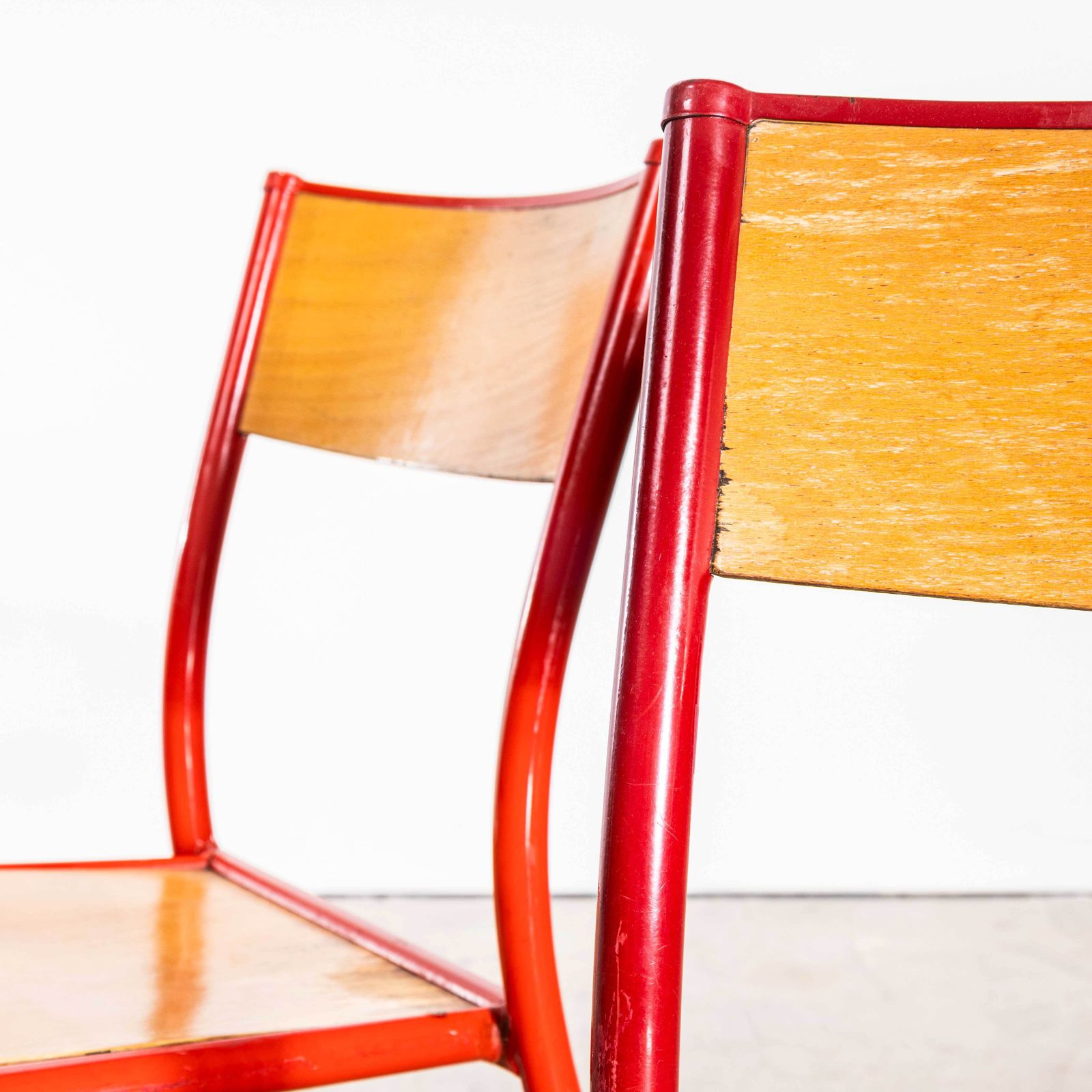 1970s Red Mullca Stacking Dining Chair – Beech Seat photo 380.0
