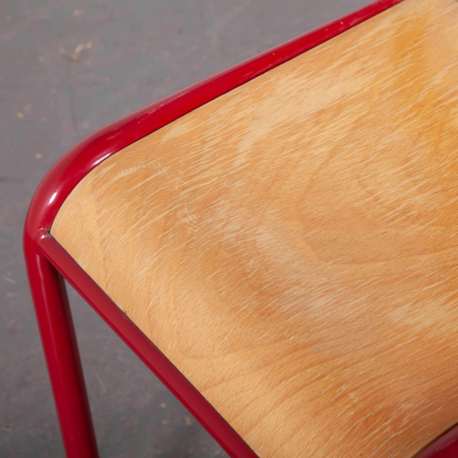 1970s Red Mullca Stacking Dining Chair – Beech Seat photo for sale