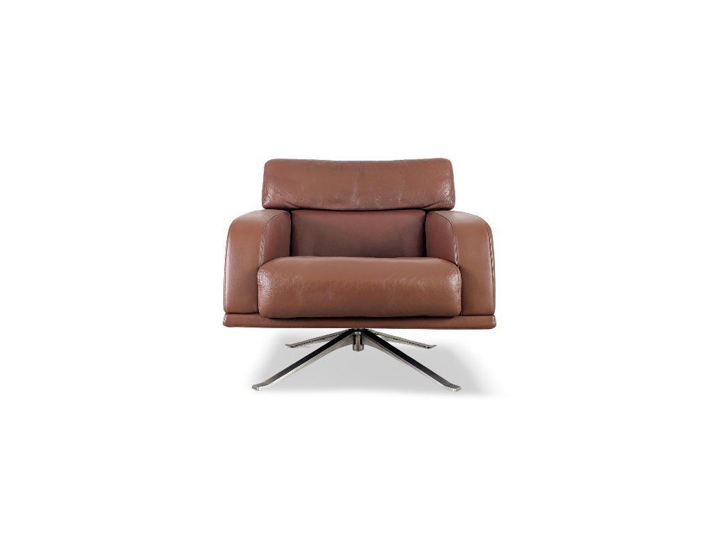 Rolf Benz Leren Draaifauteuil, Bruin, Design Bureaustoel photo furniture