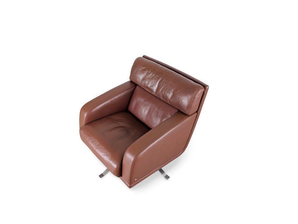 Rolf Benz Leren Draaifauteuil, Bruin, Design Bureaustoel photo buy