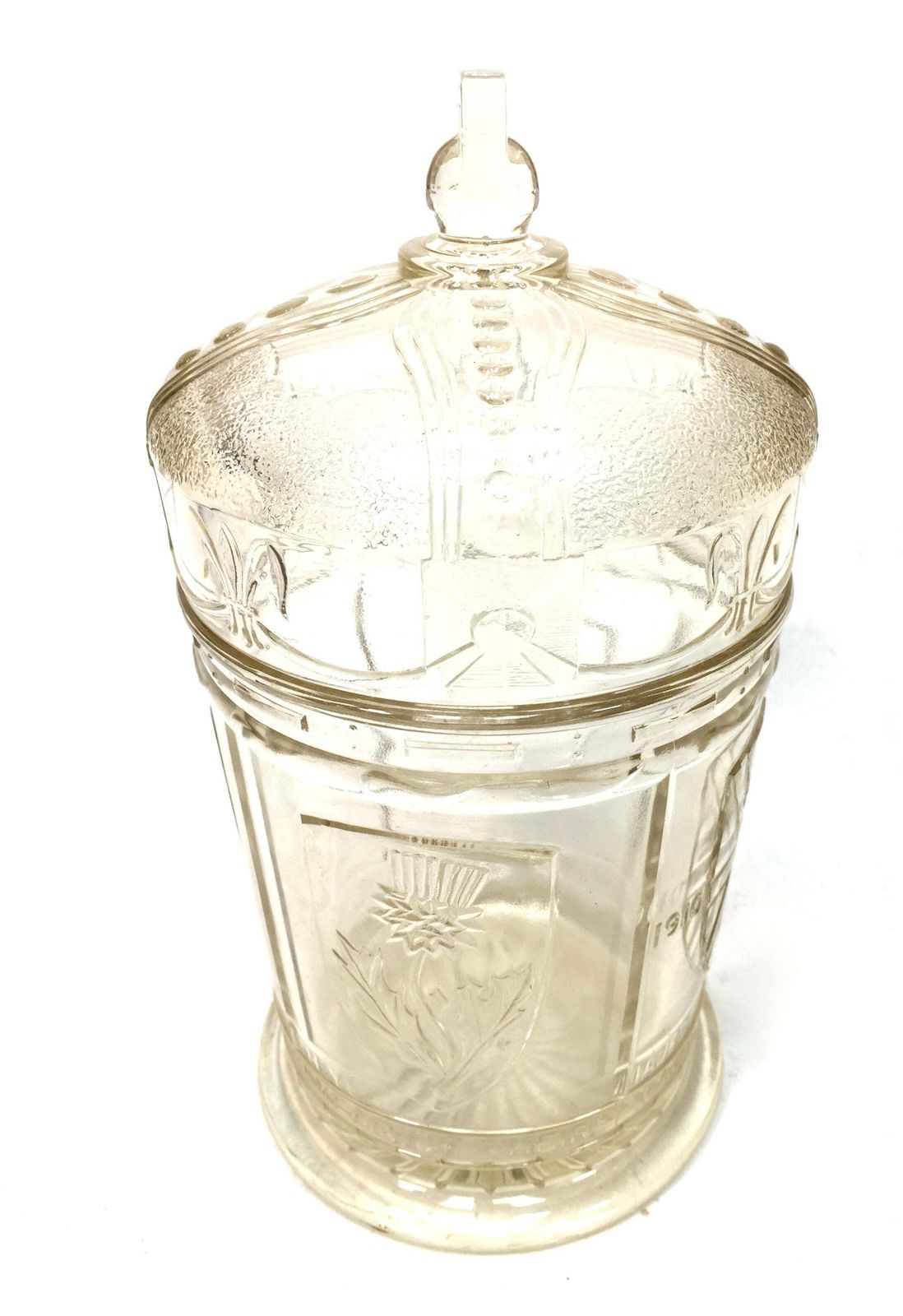 Vintage Glass Silver Jubilee George V Commemorative Jar Biscuit Barrel C.1935 photo furniture