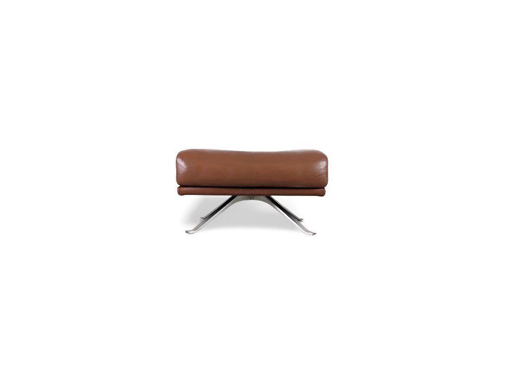 Original Rolf Benz Ottoman In Brown Leather, Designer Footstool