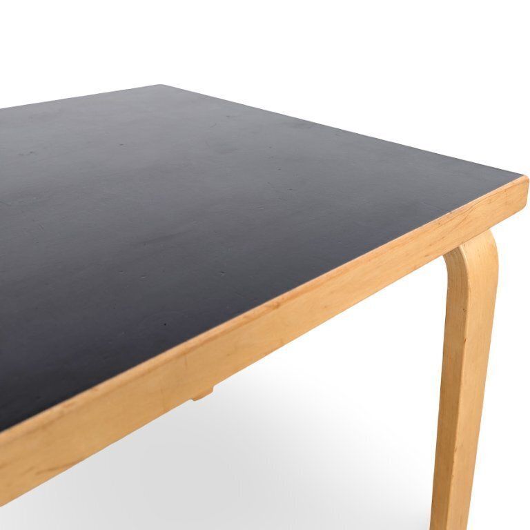 Original Alvar Aalto 81b Dining Table, Artek Linoleum, Black Birch photo vinterior