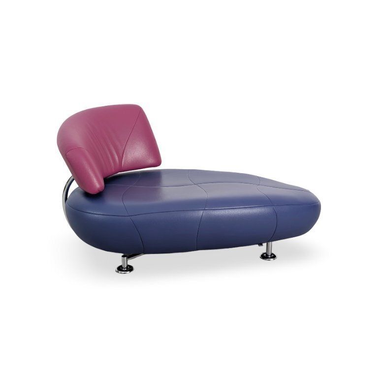 1x Chaise Longue Leolux Kikki Lounger Chaise Longue Leer Roze Blauw