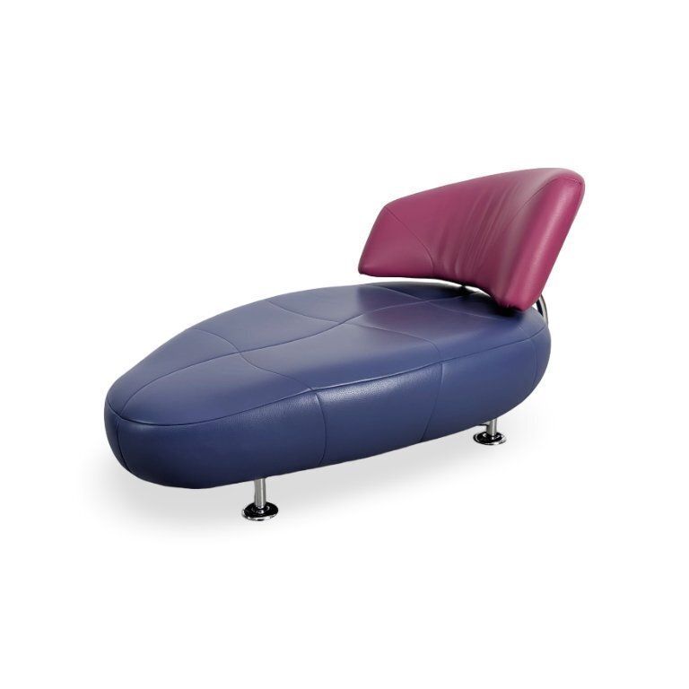 1x Chaise Longue Leolux Kikki Lounger Chaise Longue Leer Roze Blauw photo Meubels
