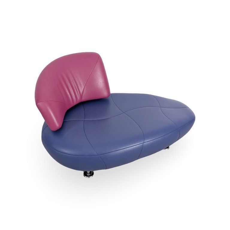 1x Chaise Longue Leolux Kikki Lounger Chaise Longue Leer Roze Blauw photo vintage