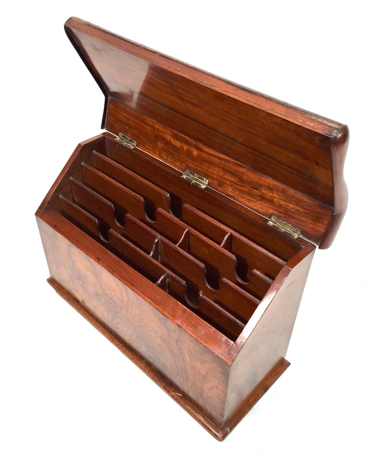 Antique Wooden Walnut Desktop Stationery Holder Box Cabinet / Letter Rack C1900 photo for sale