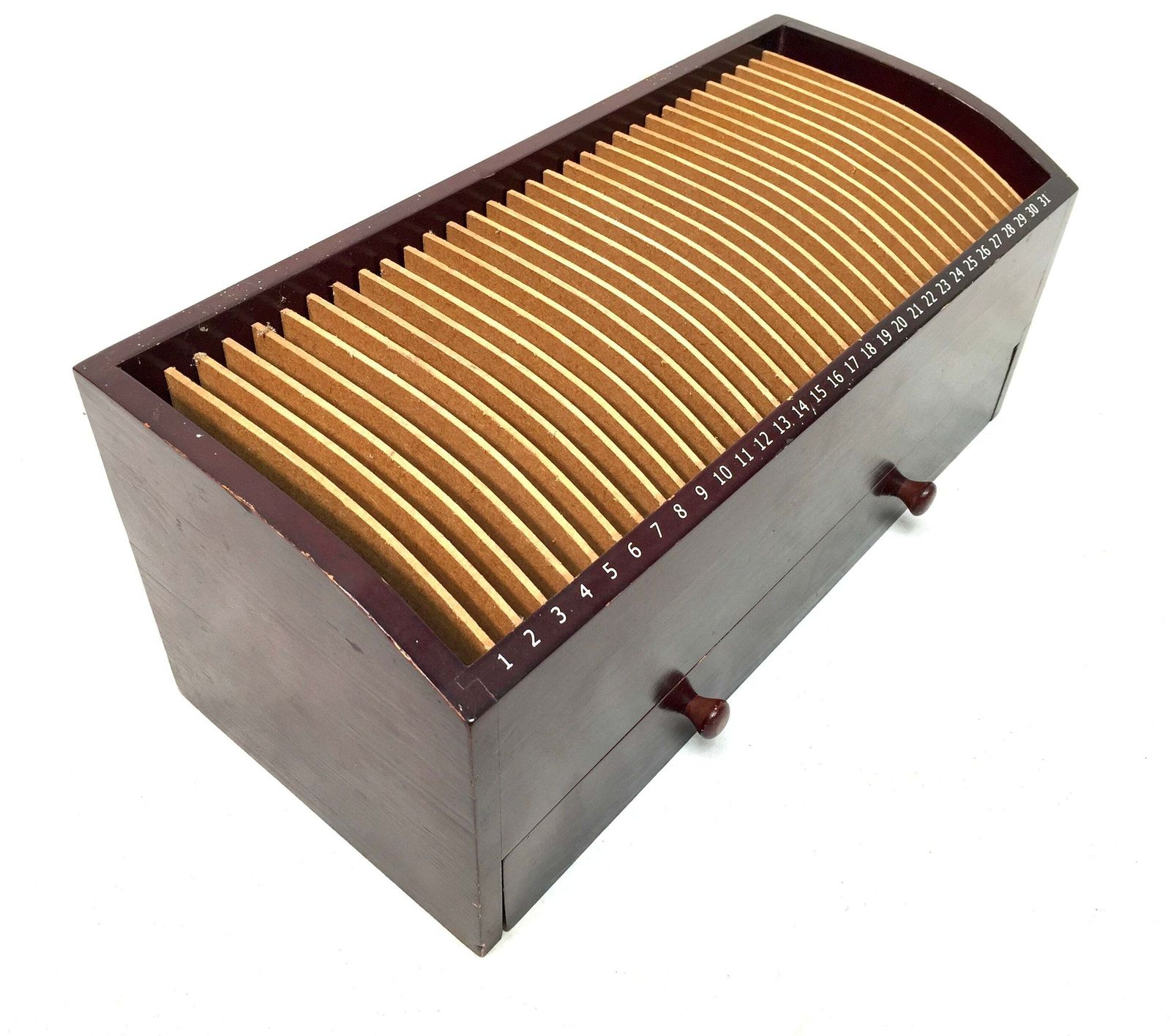 Vintage Wooden 1 31 Numbered Desktop Organiser Filing Box Letter Rack C.1950 photo for sale