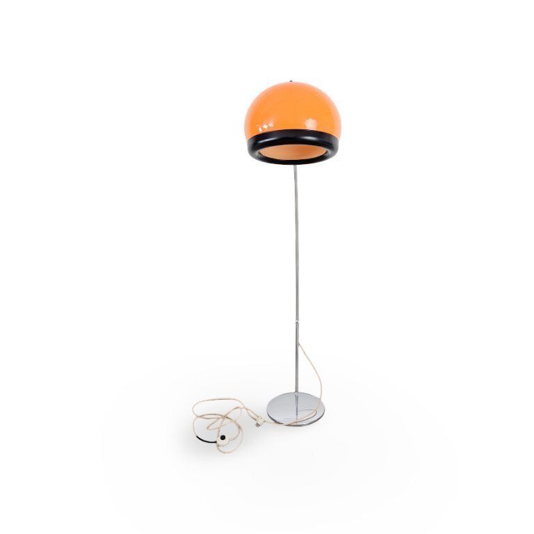 Space Age booglamp, ca. jaren 1970, oranje vloerlamp, mid-century photo furniture