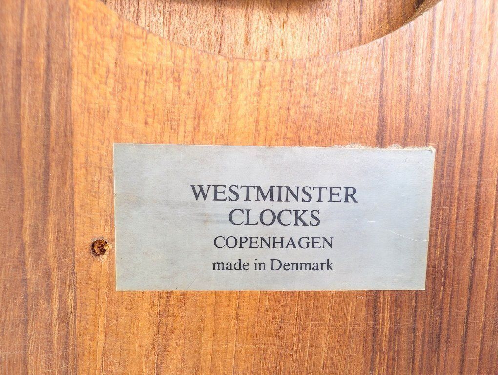 Horloge murale mid-century Westminster Clocks Copenhagen en teck, MCM photo vinterior