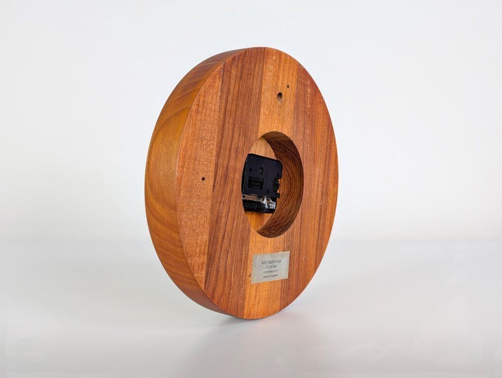 Horloge murale mid-century Westminster Clocks Copenhagen en teck, MCM photo buy