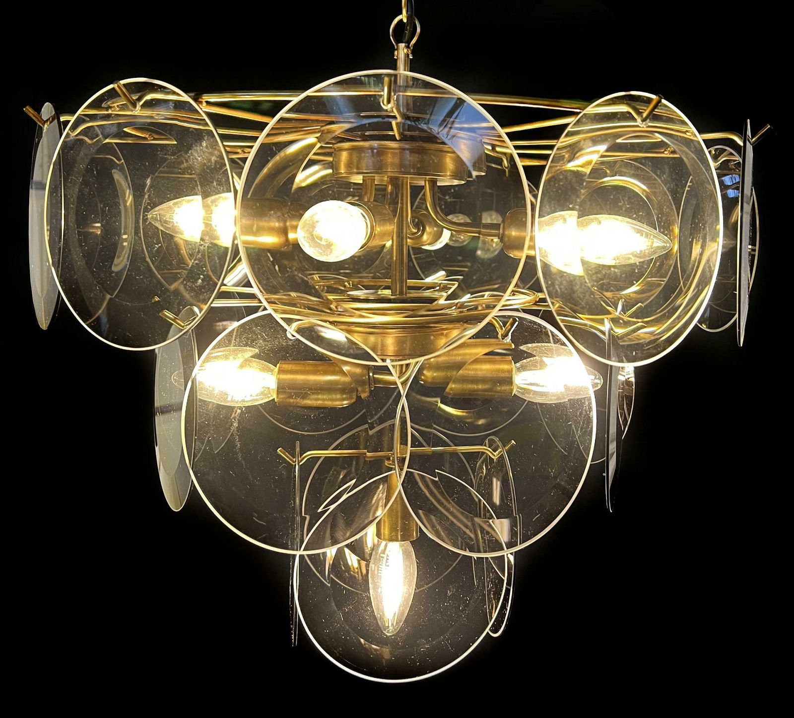 Fumé Murano Disc Glass Chandelier By Vistosi photo furniture