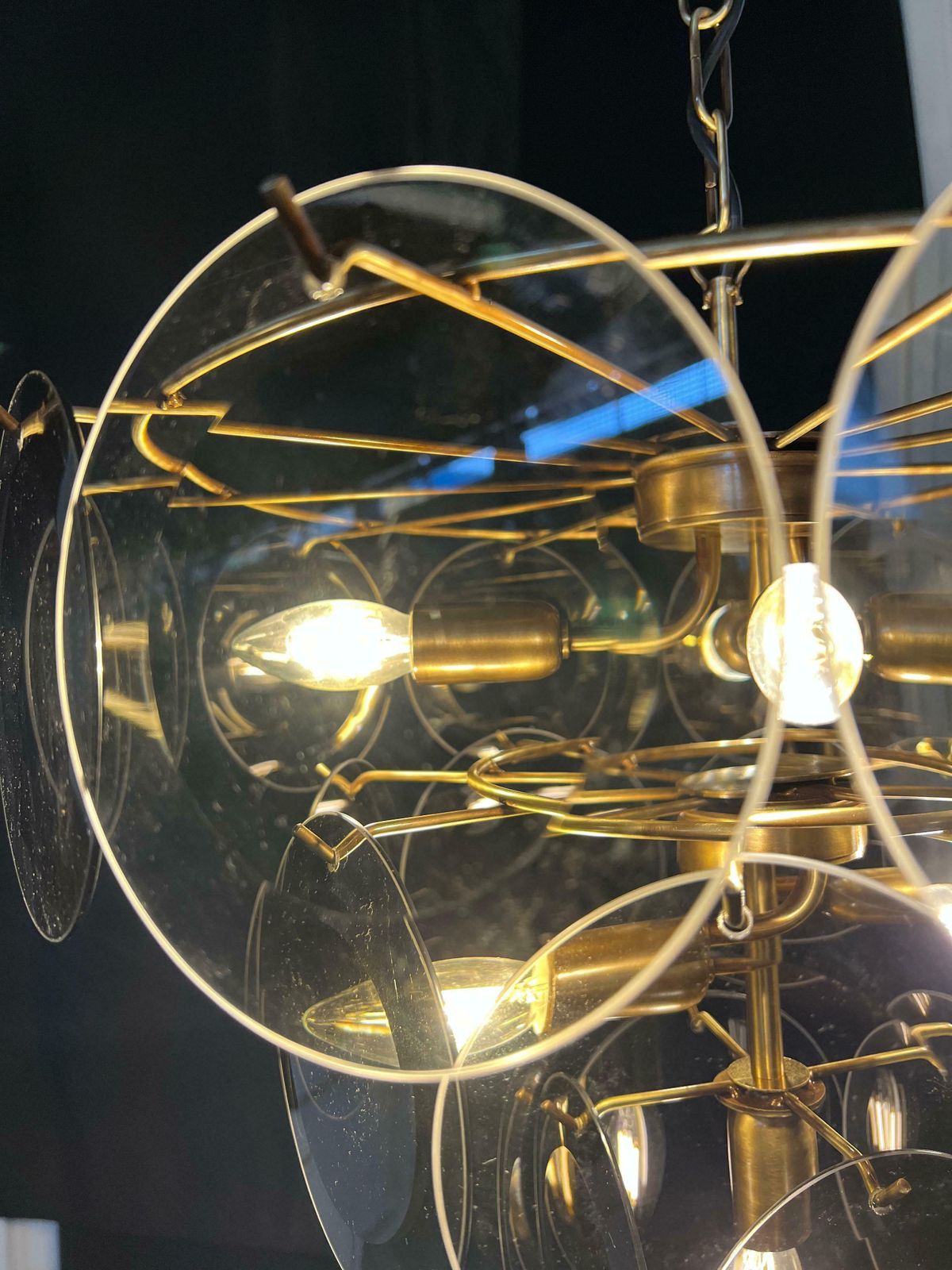 Fumé Murano Disc Glass Chandelier By Vistosi photo Lighting