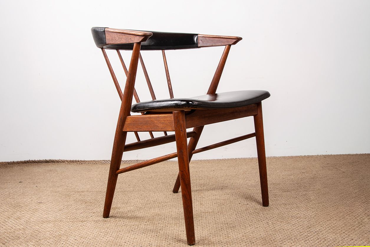 Danish Armchairs In Teak And Skai By Helge Sibast For Sibast 1955.