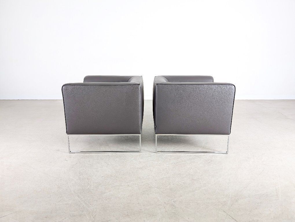2 fauteuils COR Mell en cuir, gris anthracite, design lounge photo 2334.0