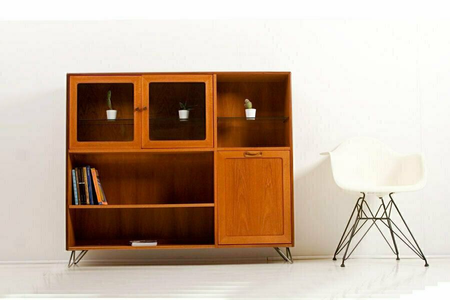 Vintage G Plan Mid Century Retro Teak Glass Display Drinks Cabinet Shelves photo Furniture