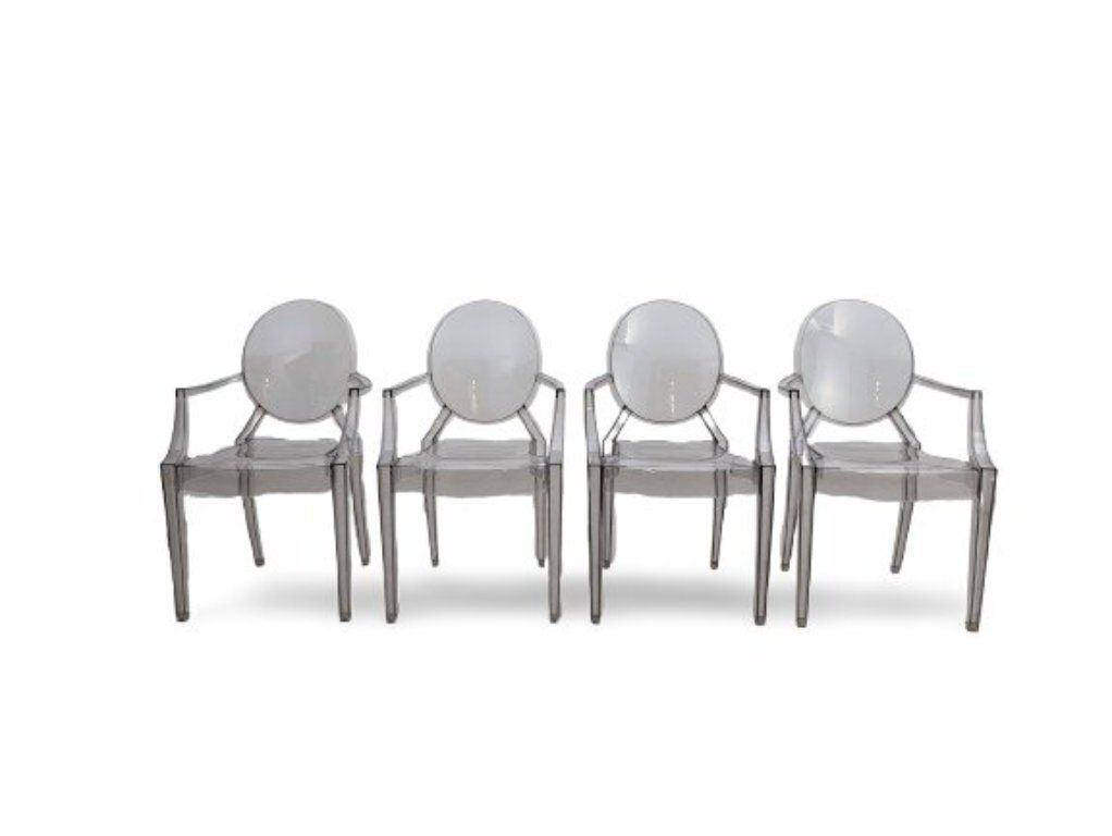 Set Van 4 Stapelbare Kartell Ghost Chairs, Ontwerp Philippe Starck